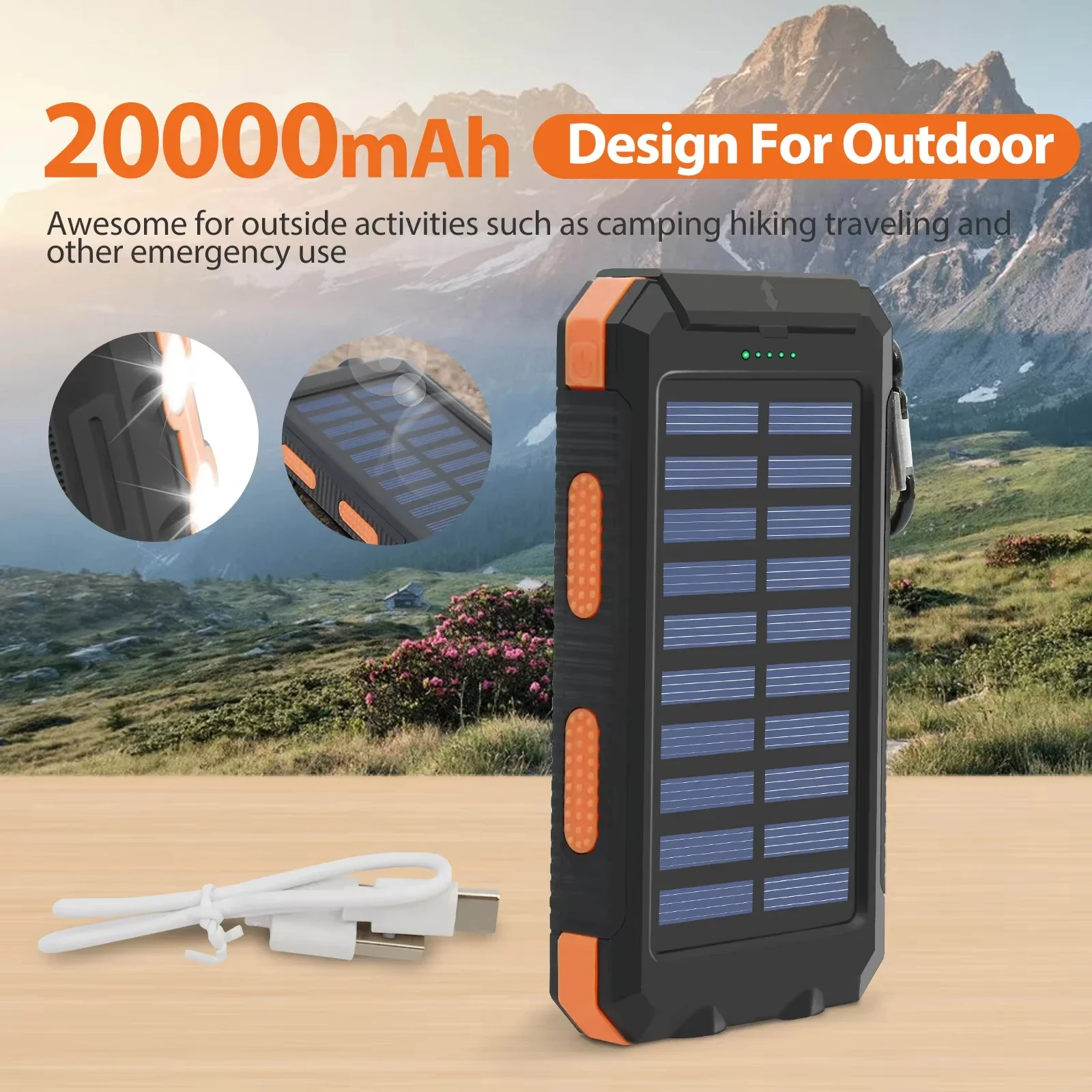 Waterproof Solar Power Bank 20 - Solar Emergency Charger 评论和价格