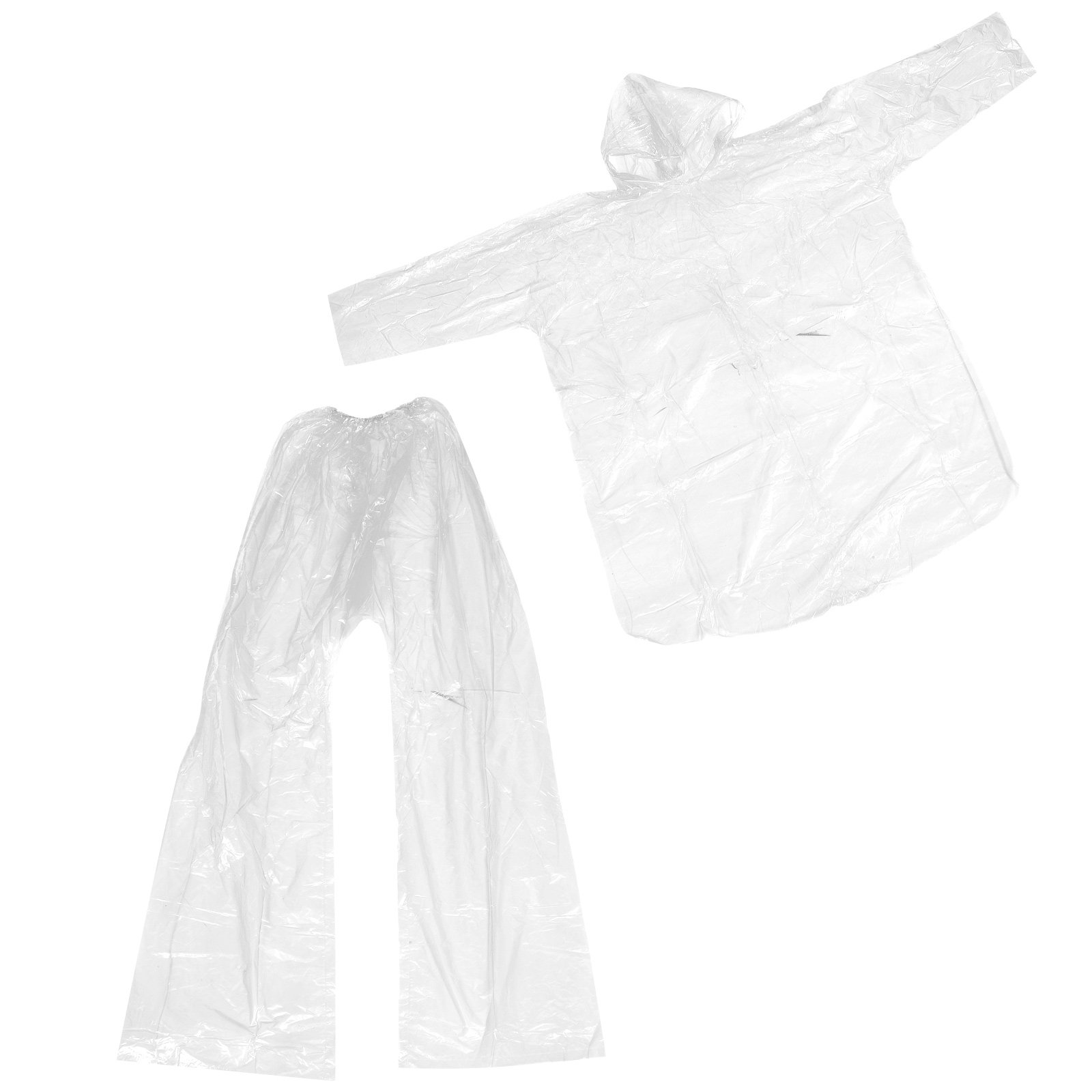 Hooded Clear Rain Poncho Set W - Emergency Poncho Rain 评论和价格